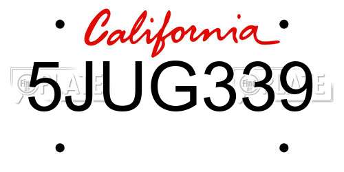 5JUG339 California License Plate