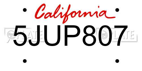 5JUP807 California License Plate