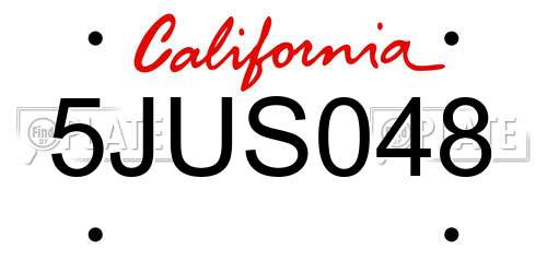 5JUS048 California License Plate