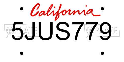 5JUS779 California License Plate