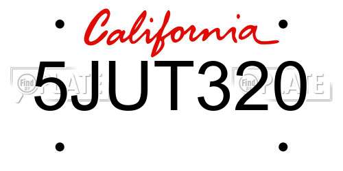 5JUT320 California License Plate