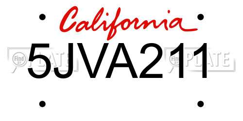 5JVA211 California License Plate
