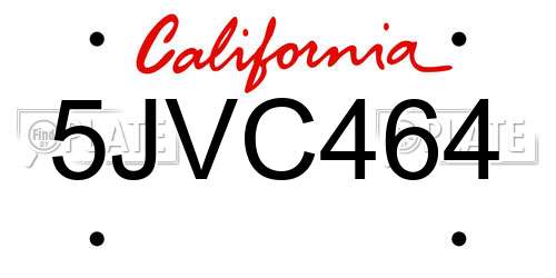 5JVC464 California License Plate