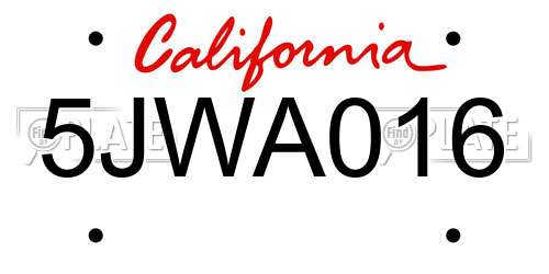 5JWA016 California License Plate