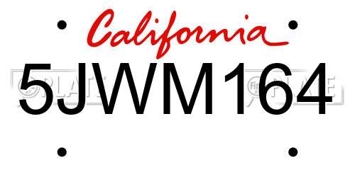 5JWM164 California License Plate