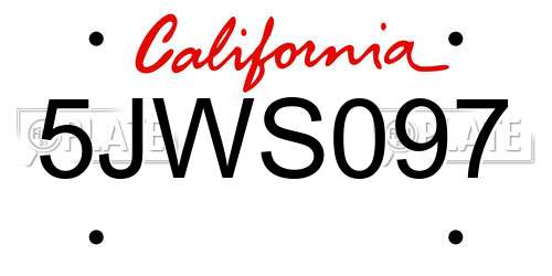 5JWS097 California License Plate