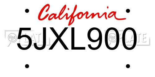 5JXL900 California License Plate