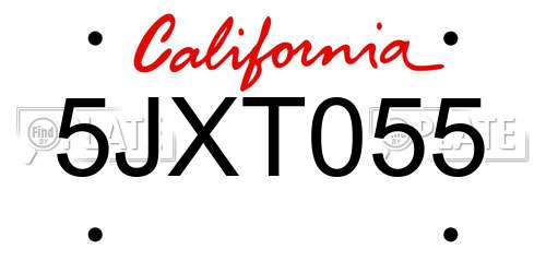 5JXT055 California License Plate
