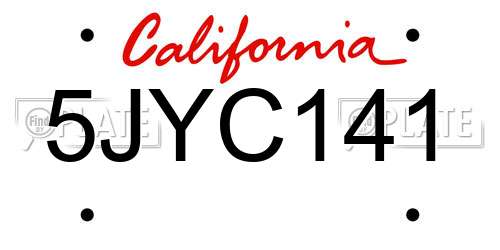 5JYC141 California License Plate