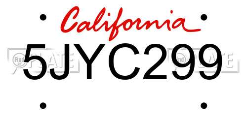 5JYC299 California License Plate
