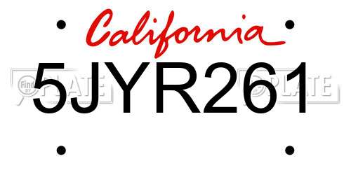 5JYR261 California License Plate