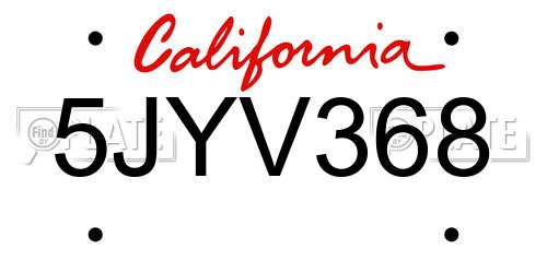 5JYV368 California License Plate