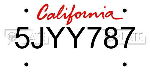 5JYY787 California License Plate