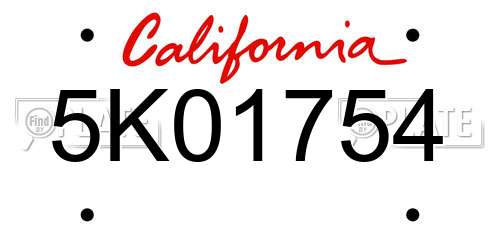 5K01754 California License Plate