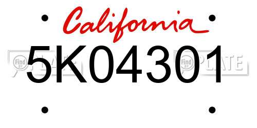5K04301 California License Plate