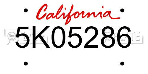 5K05286 California License Plate