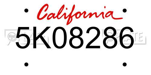 5K08286 California License Plate