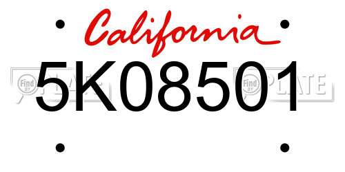 5K08501 California License Plate