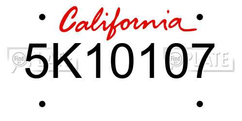 5K10107 California License Plate