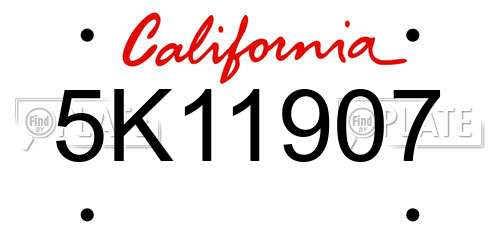 5K11907 California License Plate