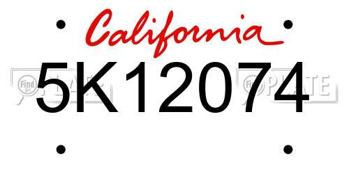 5K12074 California License Plate