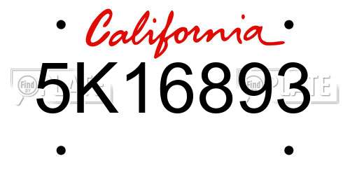 5K16893 California License Plate