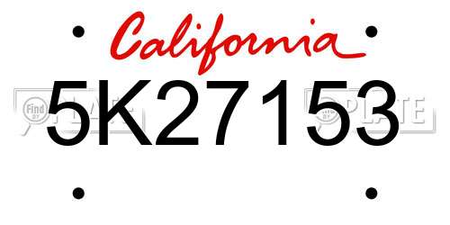 5K27153 California License Plate