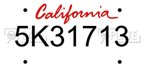5K31713 California License Plate