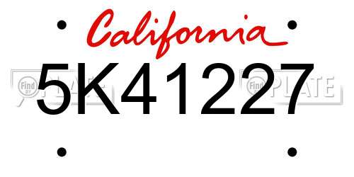 5K41227 California License Plate