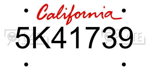 5K41739 California License Plate