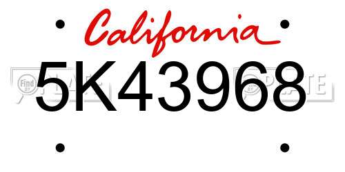 5K43968 California License Plate