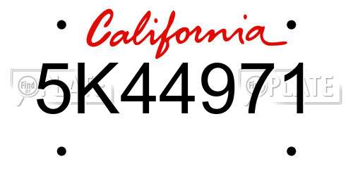 5K44971 California License Plate