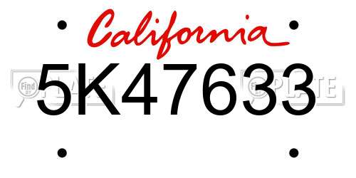 5K47633 California License Plate
