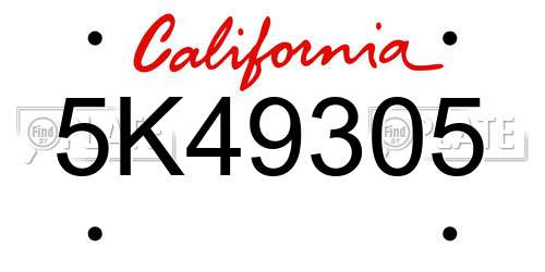 5K49305 California License Plate