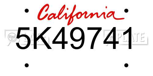 5K49741 California License Plate