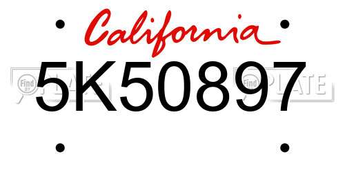5K50897 California License Plate