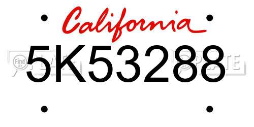 5K53288 California License Plate