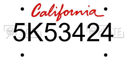 5K53424 California License Plate