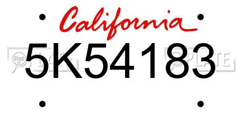 5K54183 California License Plate