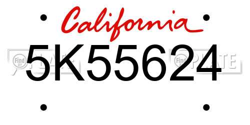 5K55624 California License Plate