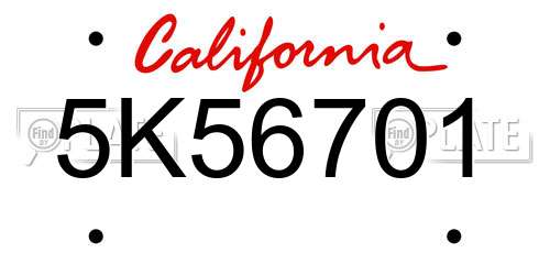 5K56701 California License Plate