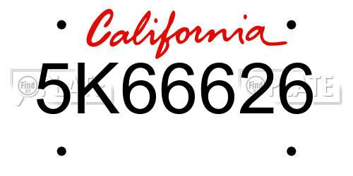 5K66626 California License Plate