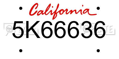 5K66636 California License Plate