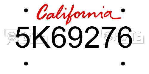 5K69276 California License Plate