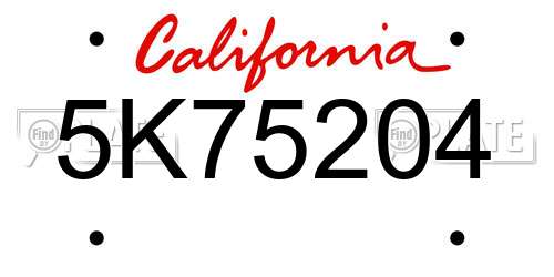 5K75204 California License Plate