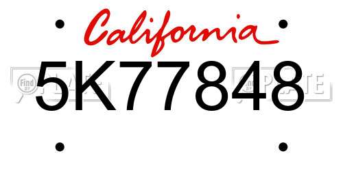 5K77848 California License Plate