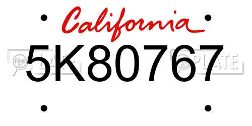 5K80767 California License Plate