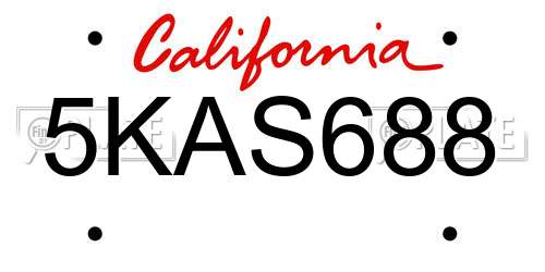 5KAS688 California License Plate