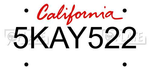5KAY522 California License Plate