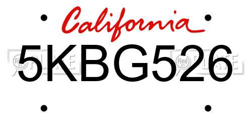 5KBG526 California License Plate